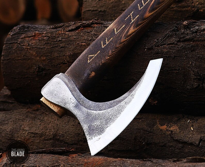 Custom Handmade Viking Axe With Leather Sheath