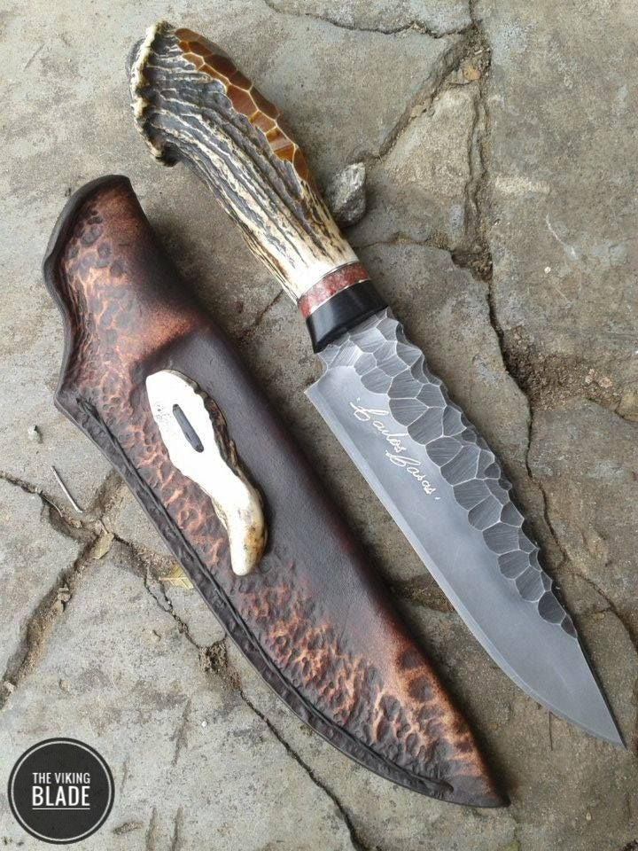 Custom Handmade Stone Texture Hand Forged 1095 High Carbon Steel Vintage Viking Knife