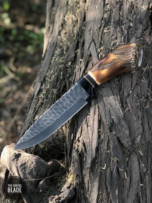 Custom Handmade Stone Texture Hand Forged 1095 High Carbon Steel Vintage Viking Knife