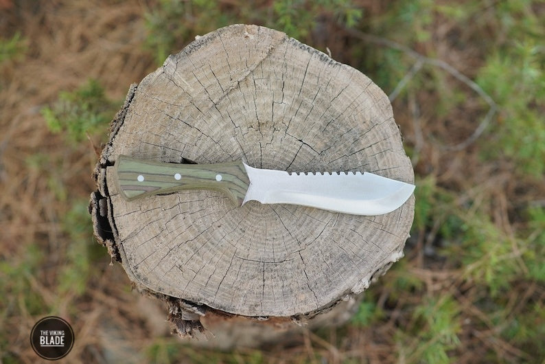 Custom Handmade D2 Steel Hunting Knife With Leather Sheath