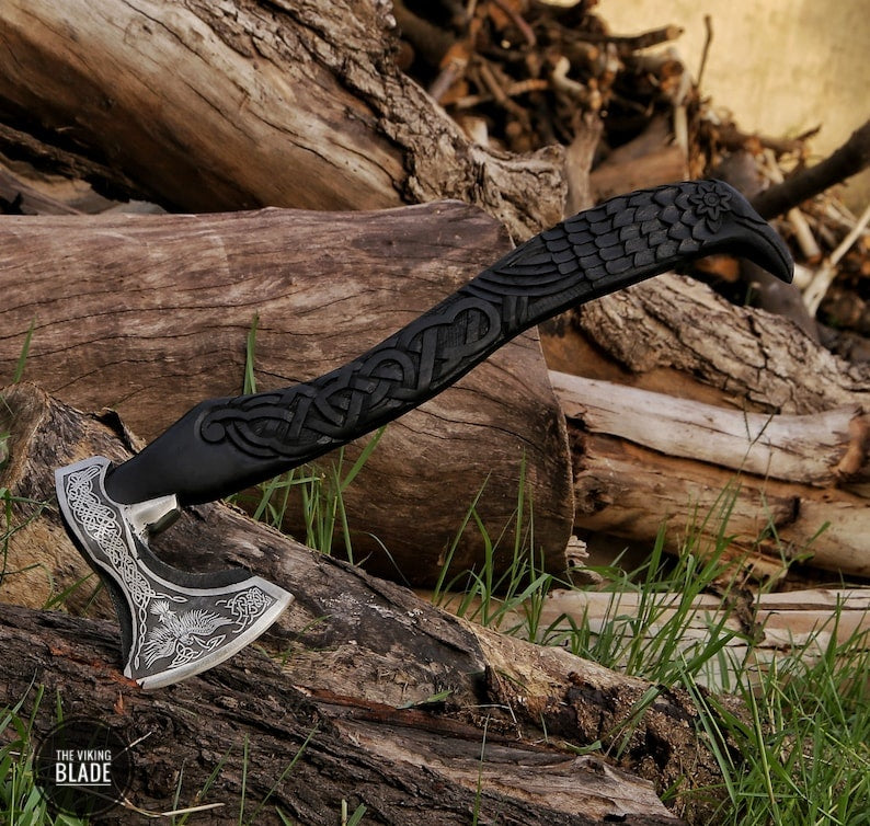Custom Handmade Viking Axe With Leather Sheath