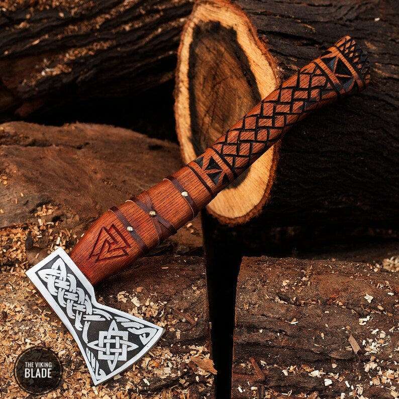 Custom Handmade Viking Axe With Leather Sheath