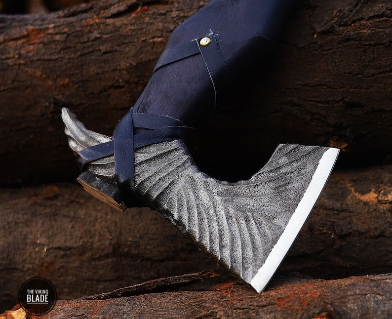 Custom Handmade Viking Axe With Leather Sheath