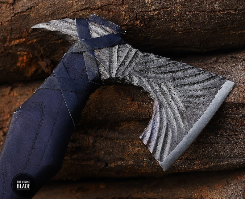 Custom Handmade Viking Axe With Leather Sheath