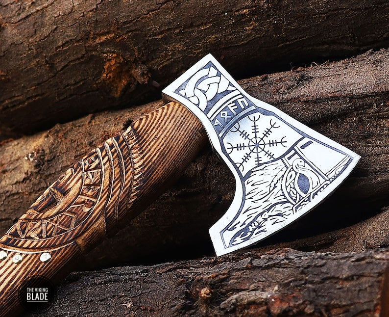 Custom Handmade Viking Axe With Leather Sheath