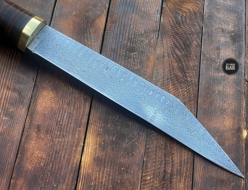 Custom Made Damascus Steel Viking Seax Knife