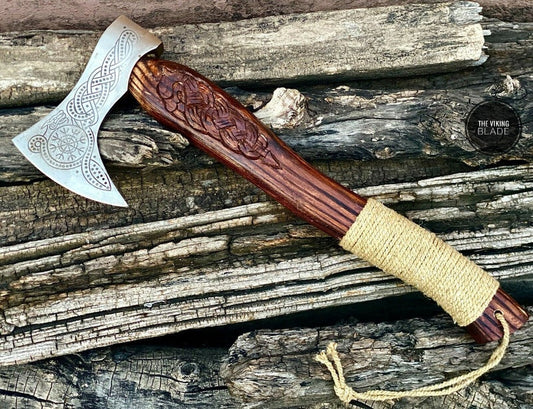 CUSTOM HAND FORGED Carbon Steel VIKING AXE VALHALLA AXE NORSE THORWING AXE