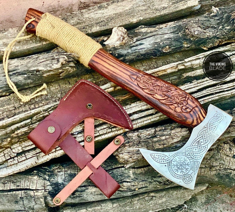 CUSTOM HAND FORGED Carbon Steel VIKING AXE VALHALLA AXE NORSE THORWING AXE