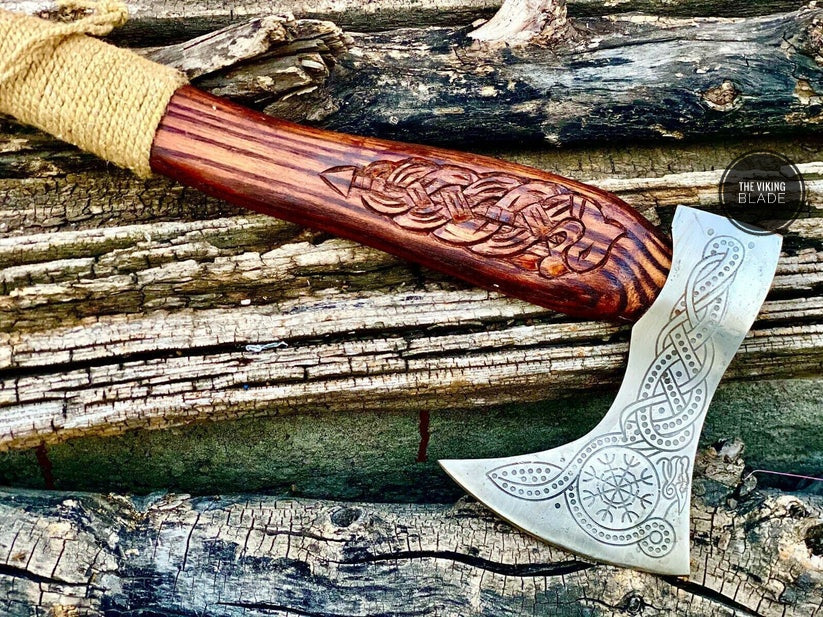CUSTOM HAND FORGED Carbon Steel VIKING AXE VALHALLA AXE NORSE THORWING AXE