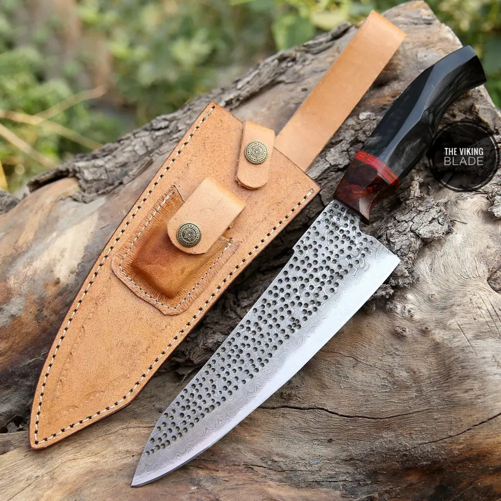13" Handmade Damascus Steel Forged Chef Knife Horn & Wood Handle