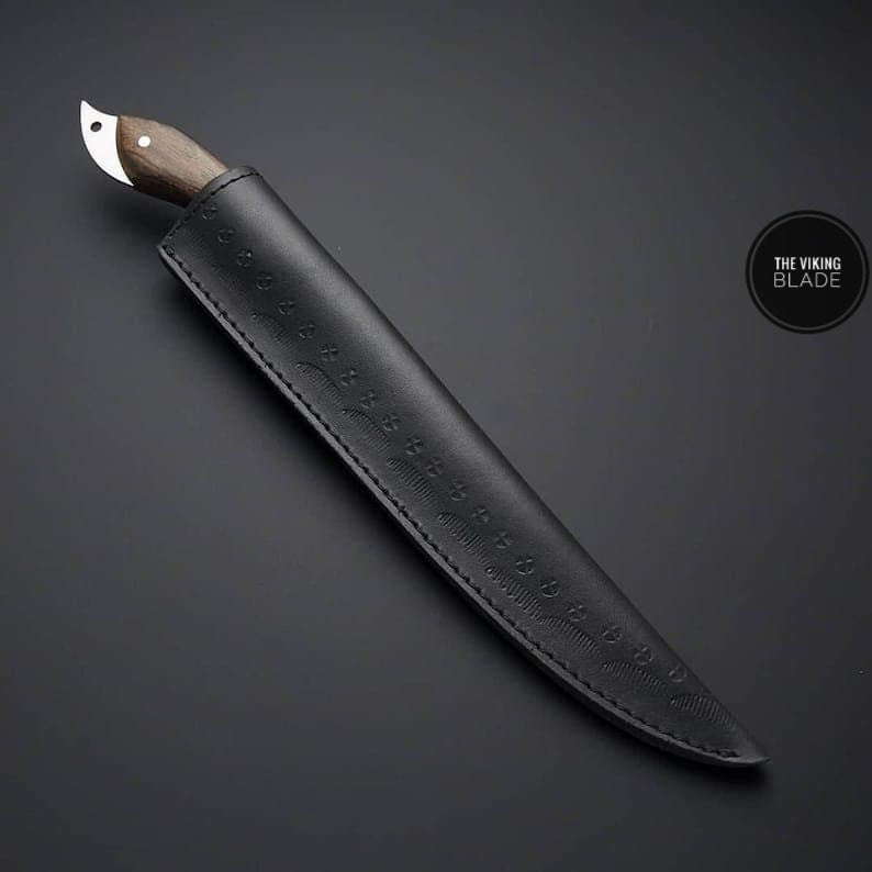 Custom Handmade D2 Steel Fillet Fish Hunting Knife With Leather Sheath