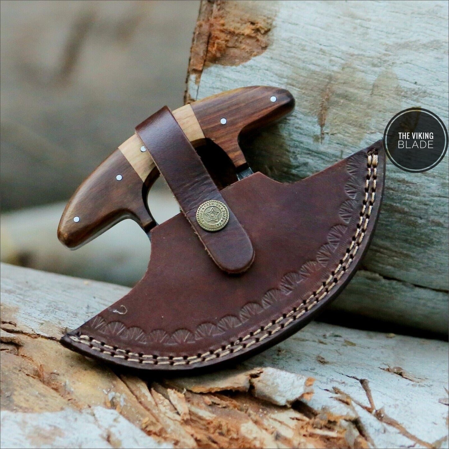 Ulu Knife W/Sheath, HAND FORGED 5.8" Damascus Steel Pizza Cut