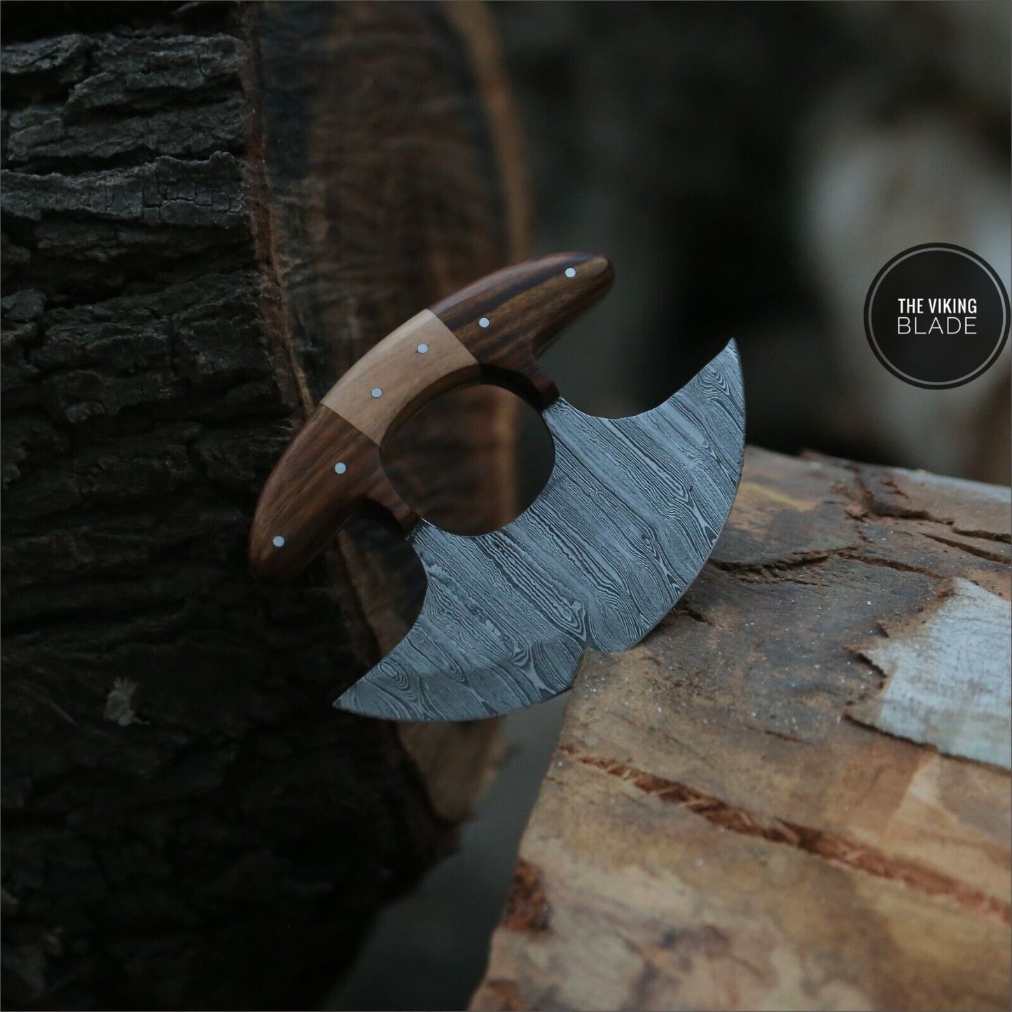 Ulu Knife W/Sheath, HAND FORGED 5.8" Damascus Steel Pizza Cut