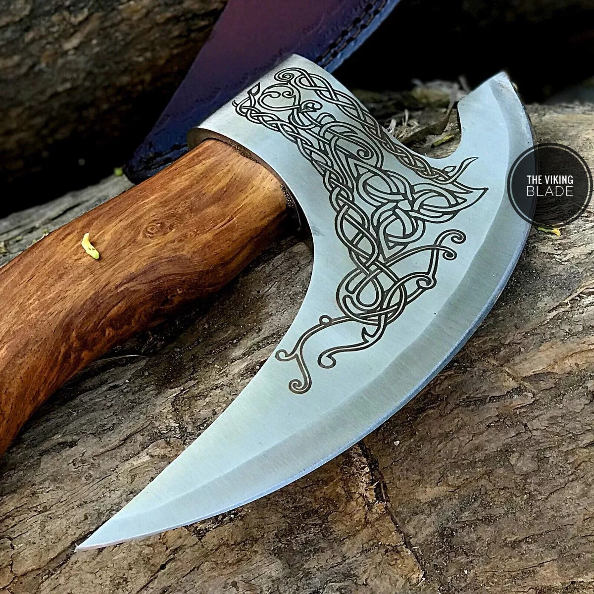 Hand Forged Pizza Cutter Axe With Leather Sheath