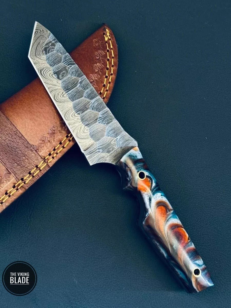 9" Fire Storm Damascus Steel Tanto Skinner Hunting Knife