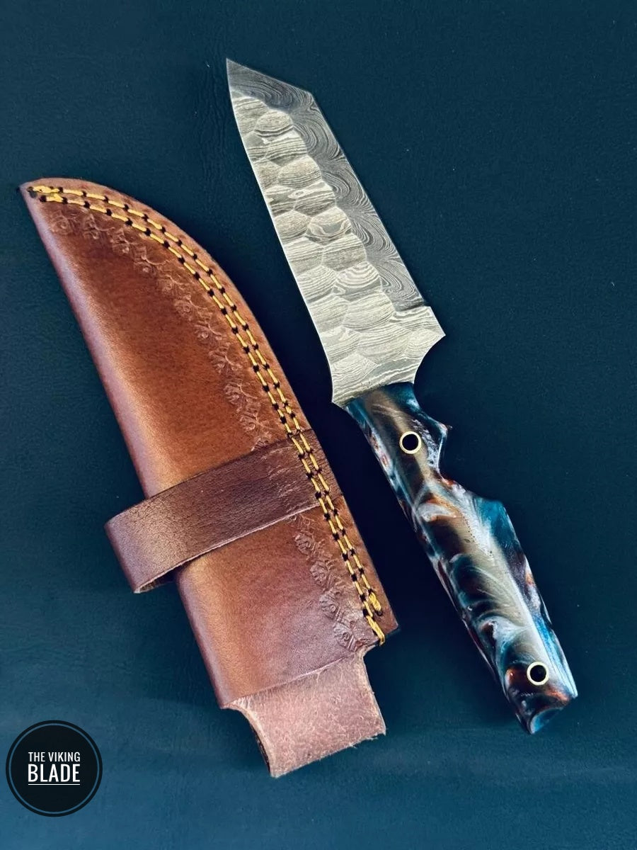 9" Fire Storm Damascus Steel Tanto Skinner Hunting Knife