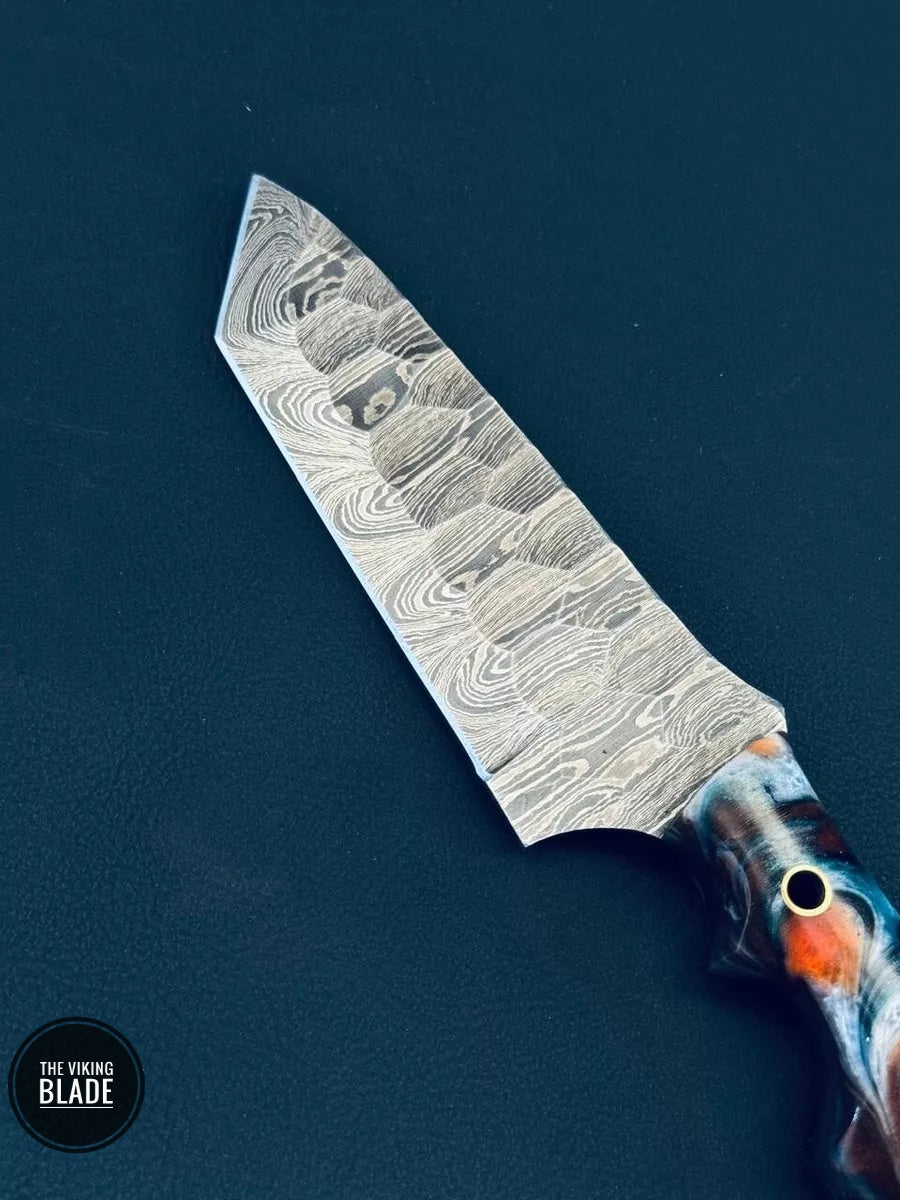 9" Fire Storm Damascus Steel Tanto Skinner Hunting Knife