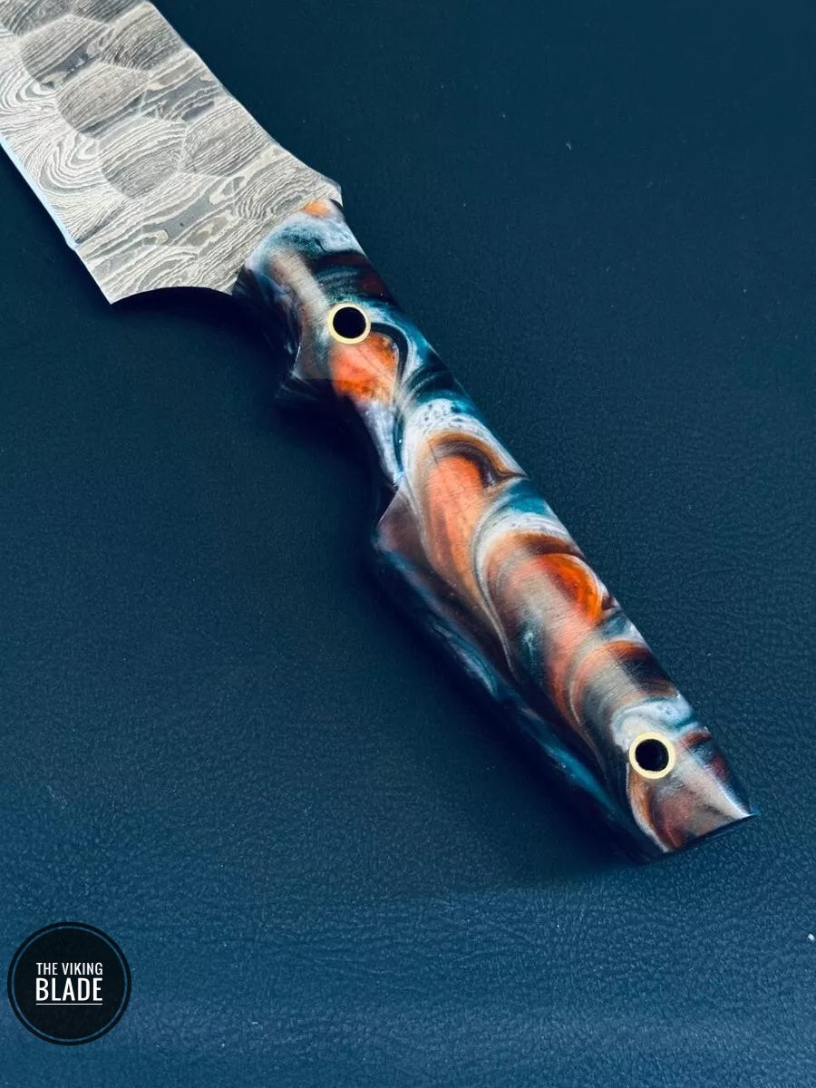 9" Fire Storm Damascus Steel Tanto Skinner Hunting Knife