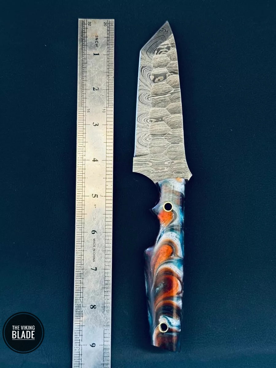 9" Fire Storm Damascus Steel Tanto Skinner Hunting Knife