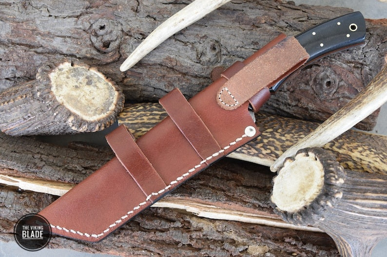 Custom Handmade Damascus Steel Tanto Knife With Leather Sheath