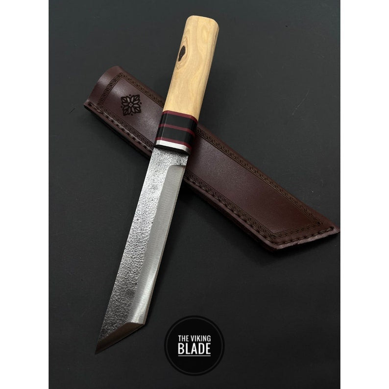 Hand Forged Tanto Knife Japanese Knive Gifts Samurai Knives With Sheath Handmade Knive Hunting Knife Carbon Steel Tanto Knife Gift Knife