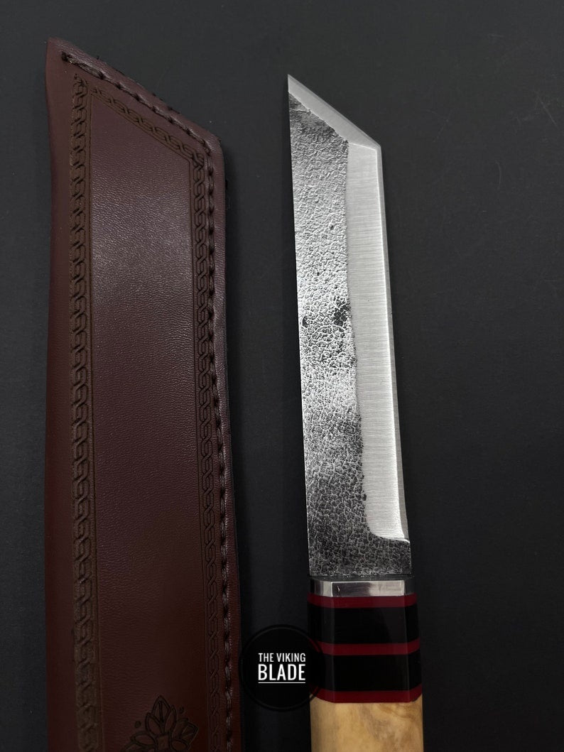 Hand Forged Tanto Knife Japanese Knive Gifts Samurai Knives With Sheath Handmade Knive Hunting Knife Carbon Steel Tanto Knife Gift Knife