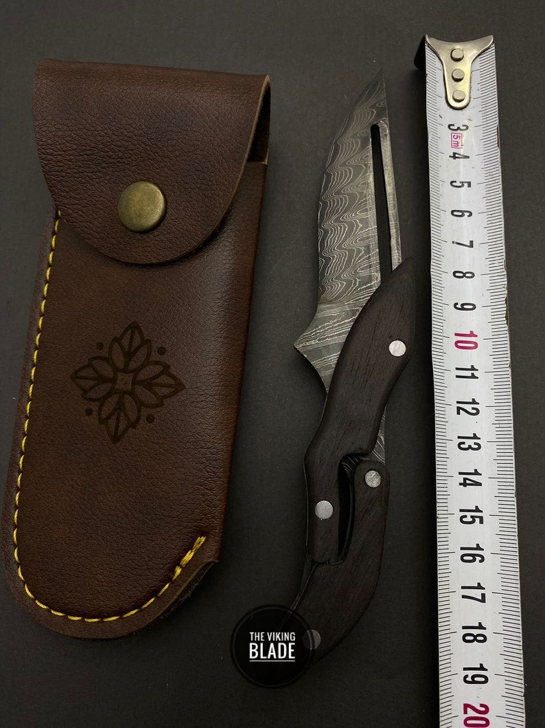 Collectible Knife Damascus Custom Engraved Folding Knife Pocket Knife and Case Custom Gift For Men Hunting Gift For Him, Groomsmen Knife
