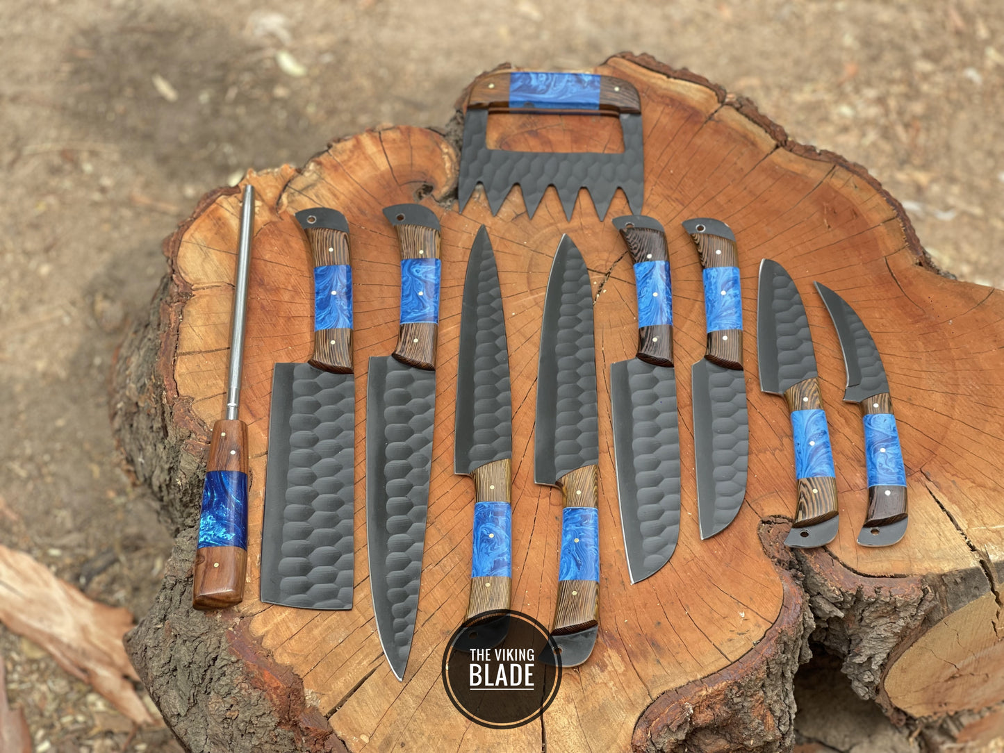 Custom Handmade Chef Knives Set / Kitchen Knives Set / 5Pcs Chef Set / Black Coated Blades Chef Knives Set / BBQ Knives Set / Best gift item