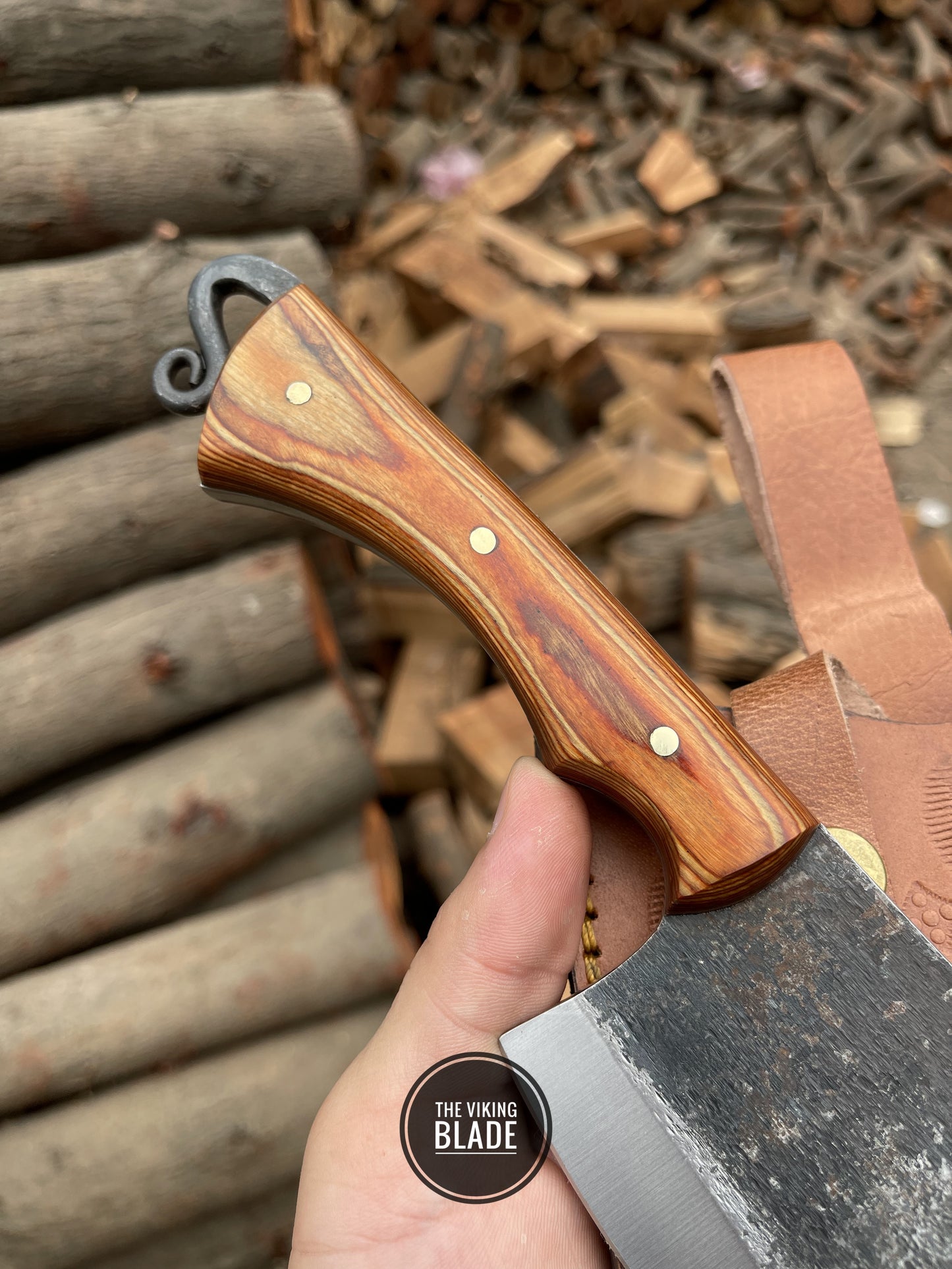 Custom Hand Forged Carbon Steel Cleaver Chef Fixed Blade Knife With Leather Sheath