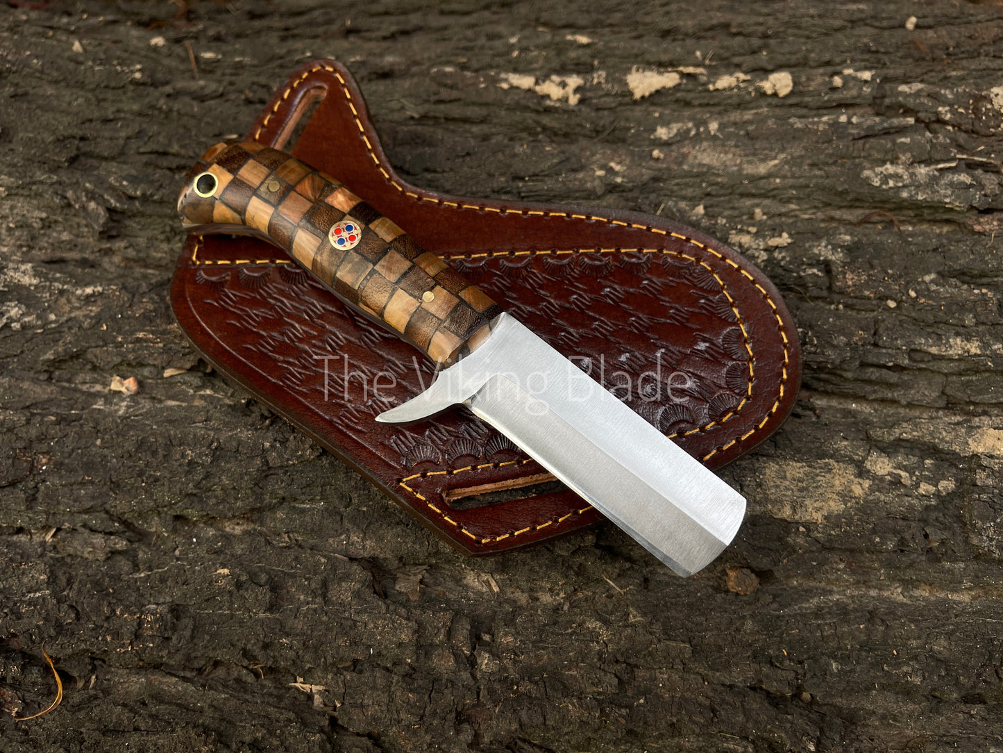 Custom Handmade D2 Steel Cowboy Bull Cutter Knife With Leather Sheath