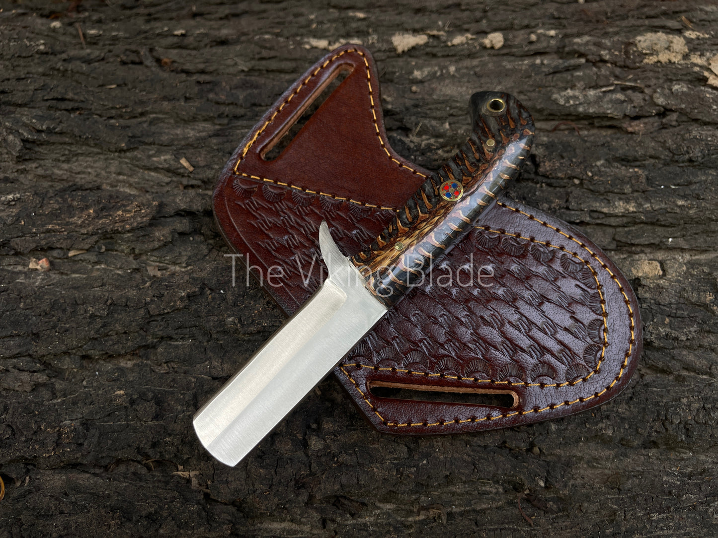 Custom Handmade D2 Steel Cowboy Bull Cutter Knife With Leather Sheath