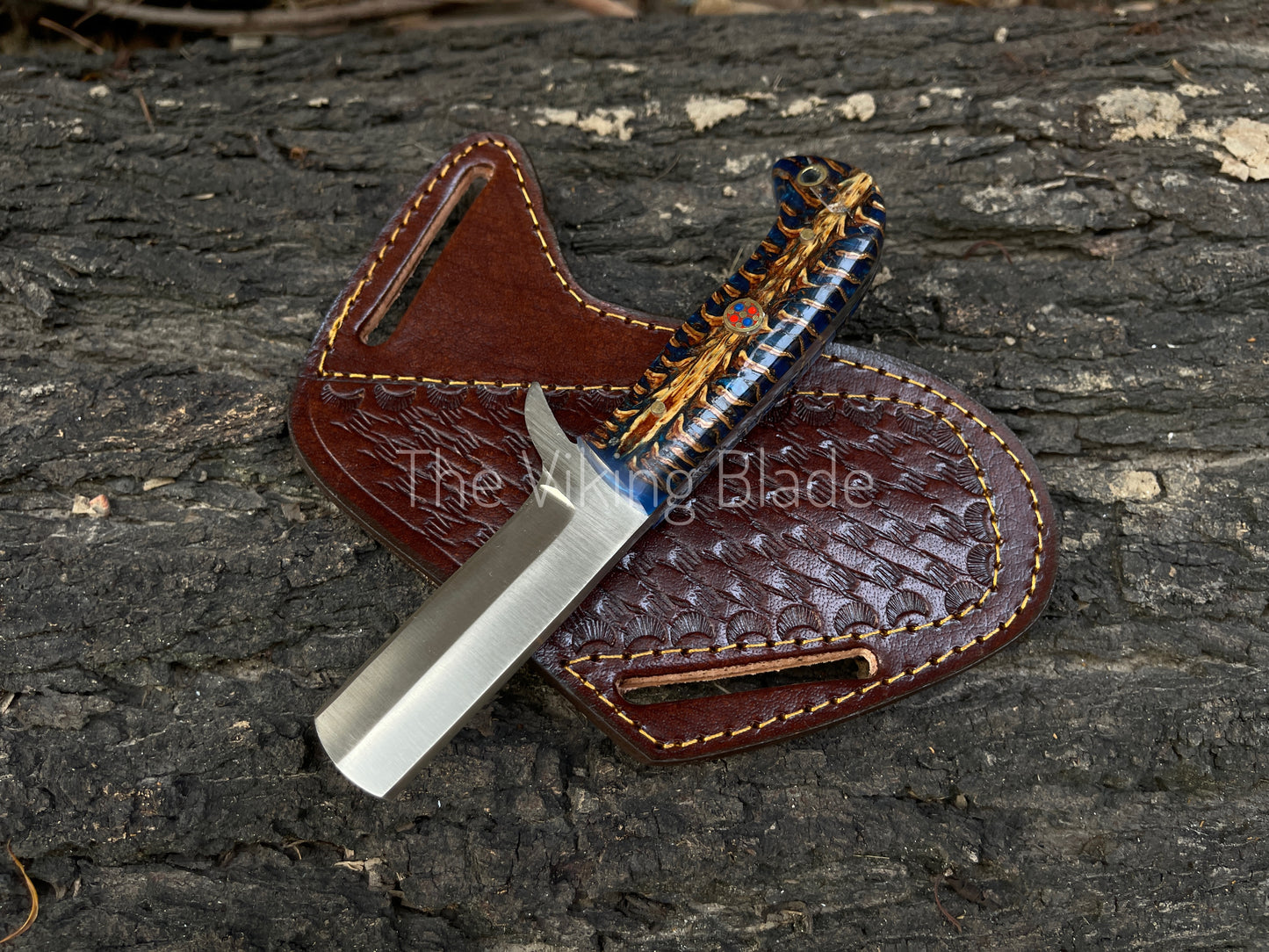 Custom Handmade D2 Steel Cowboy Bull Cutter Knife With Leather Sheath