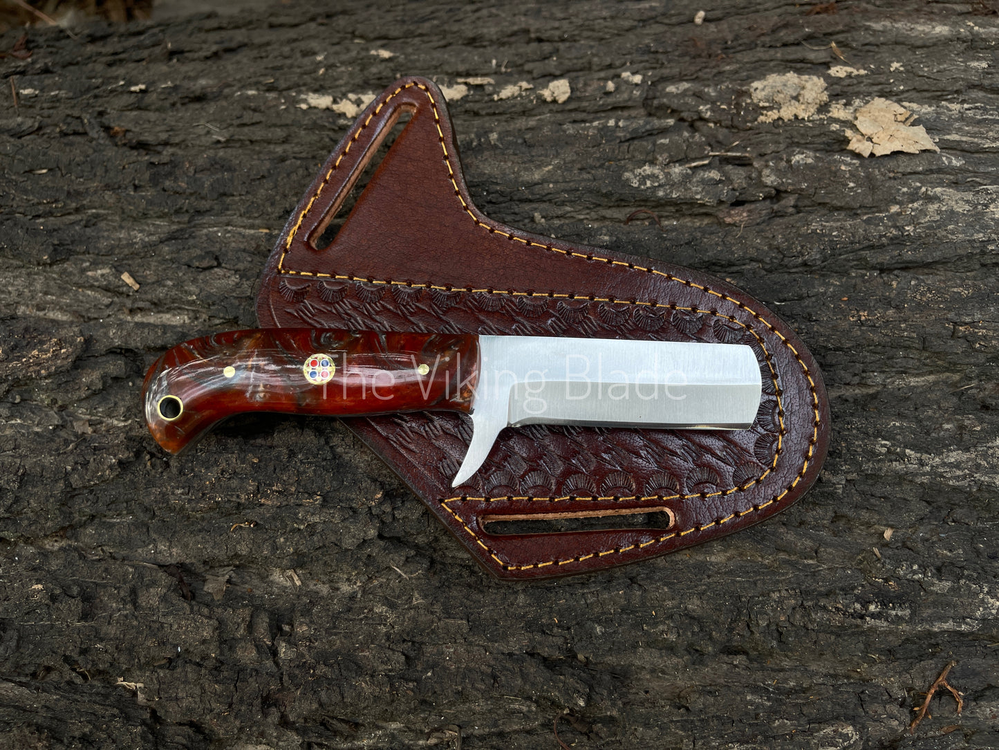 Custom Handmade D2 Steel Cowboy Bull Cutter Knife With Leather Sheath