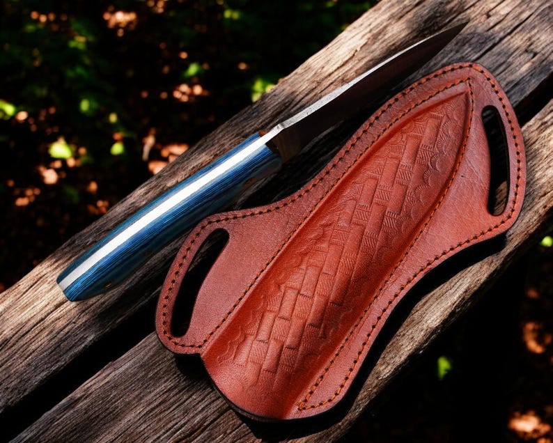 Custom Handmade Damascus Steel Hunting Knife With Leather Sheath | The Viking Blade |