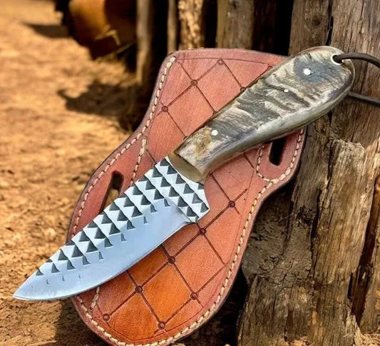 Rasp Steel Blade With Belt Knife Sheath