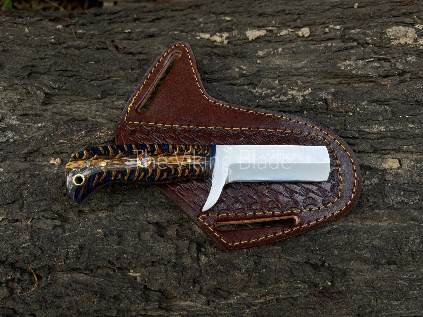 Custom Handmade D2 Steel Cowboy Bull Cutter Knife With Leather Sheath