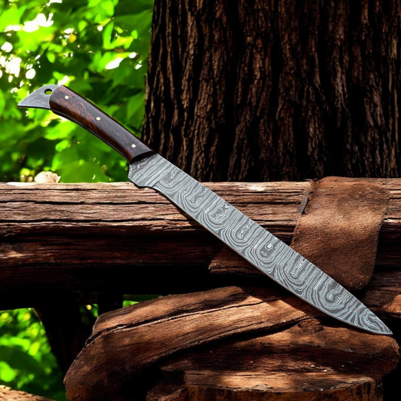 Custom Handmade Damascus Steel Chef Set With Leather Roll Kit