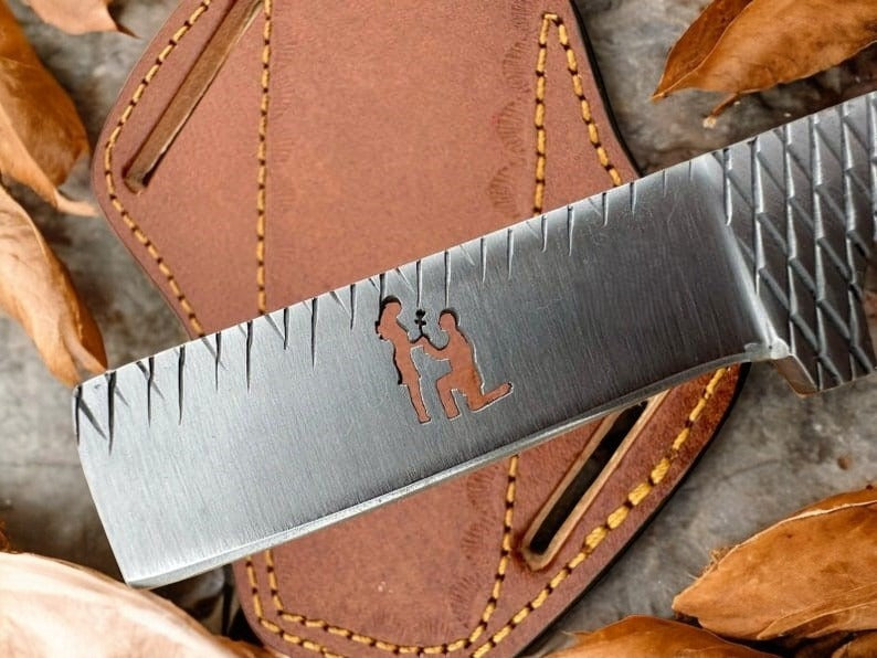 Custom Handmade J2 Stainless Bull Cutter Knife With Leather Sheath