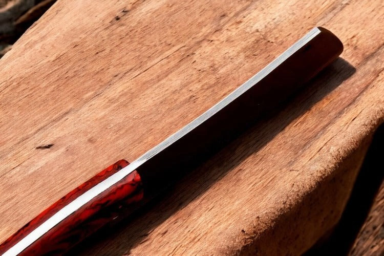 Custom Handmade Damascus Steel Kitchen Cleaver Knife With Leather Sheath