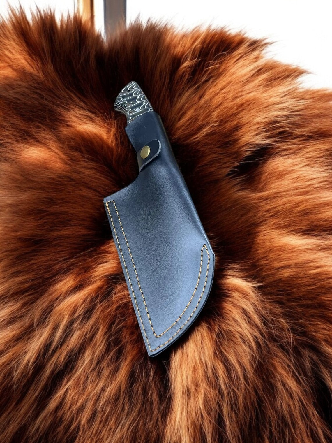 Custom Handmade Bushcraft Cleaver Chef Knife With Leather Sheath