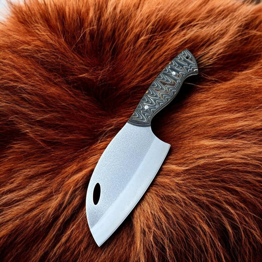 Custom Handmade Bushcraft Cleaver Chef Knife With Leather Sheath