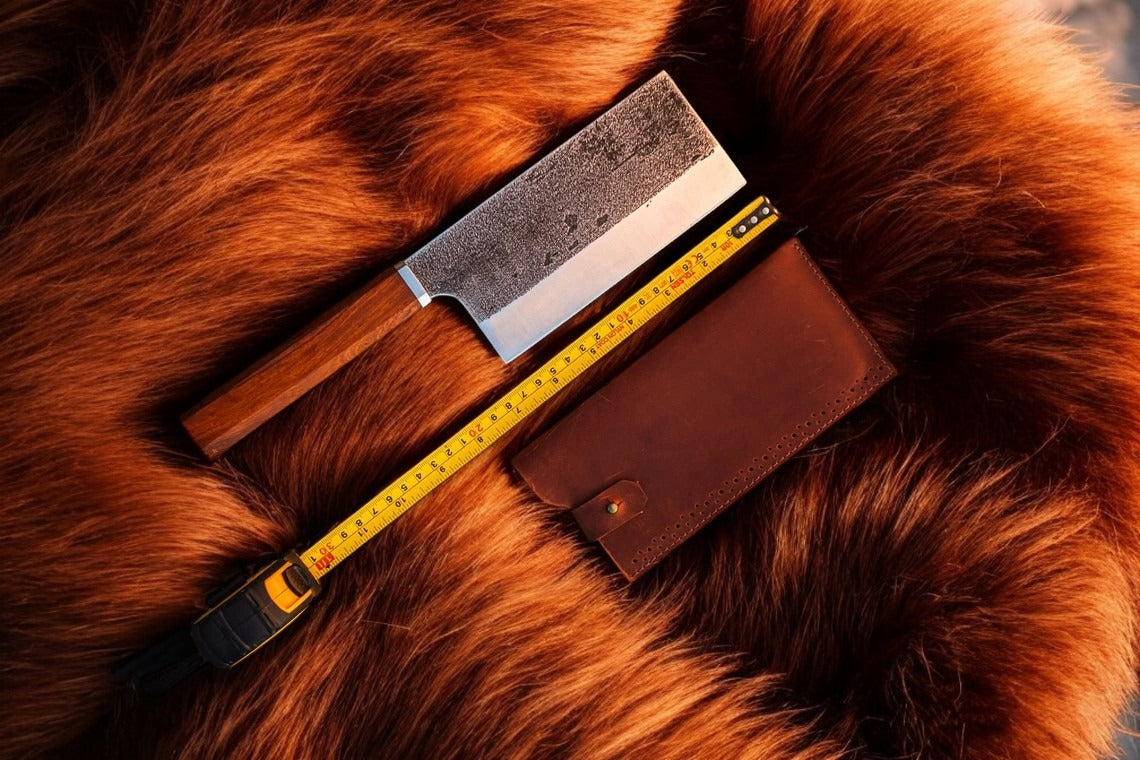 Custom Handmade Perfect Butcher Cleaver Knife With Leather Sheath