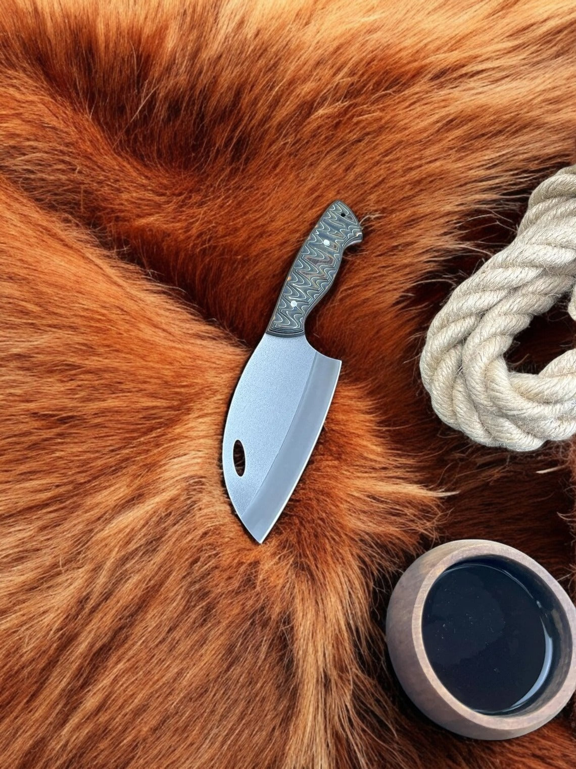 Custom Handmade Bushcraft Cleaver Chef Knife With Leather Sheath