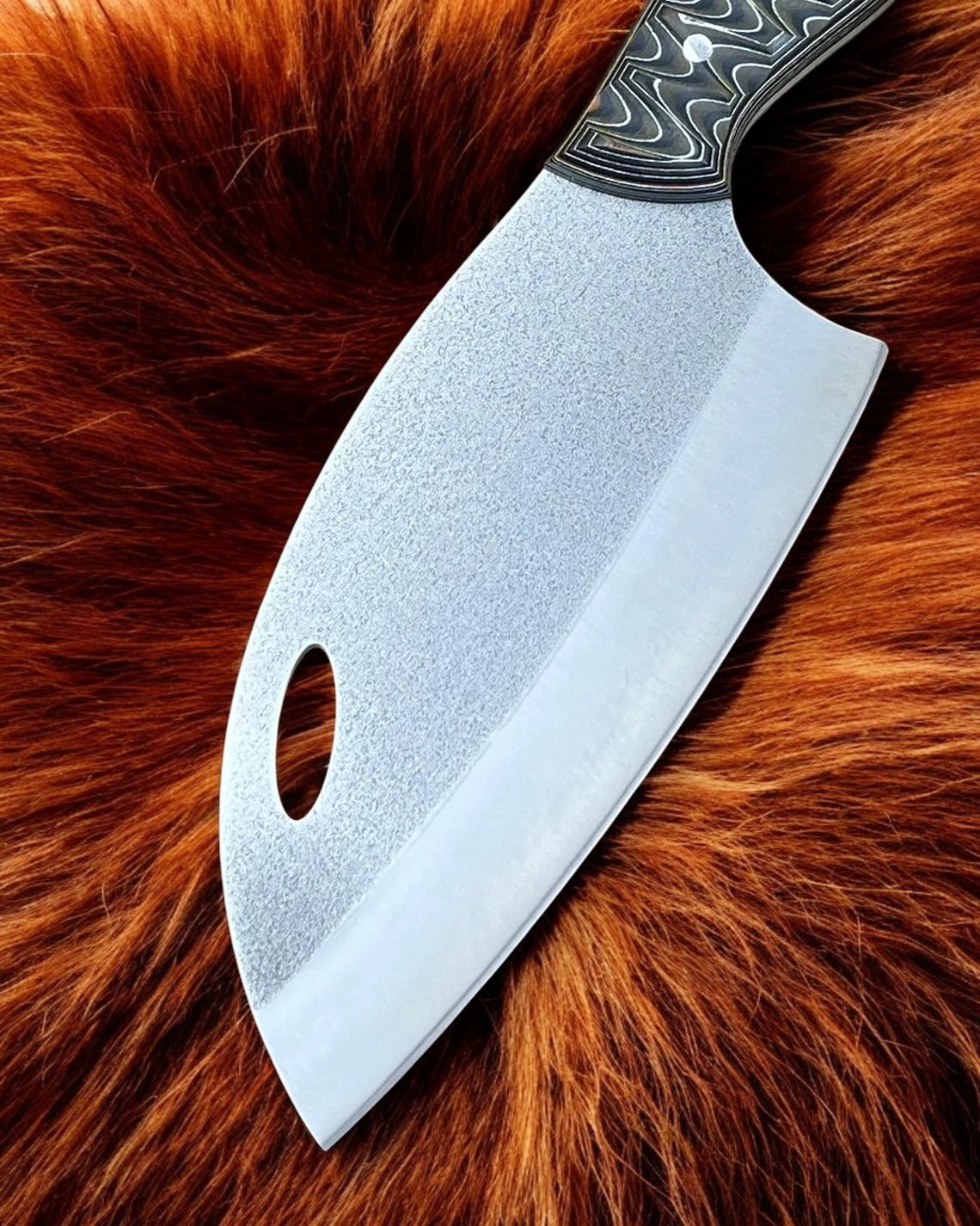 Custom Handmade Bushcraft Cleaver Chef Knife With Leather Sheath