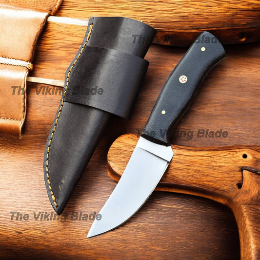8.5" Custom Handmade Skinning Knife Micarta Handle With Leather Sheath