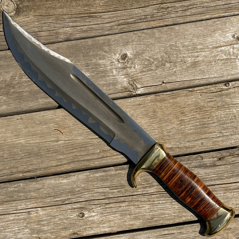 Custom Handmade Stainless SteelHunting Bowie Knife With Leather Sheath