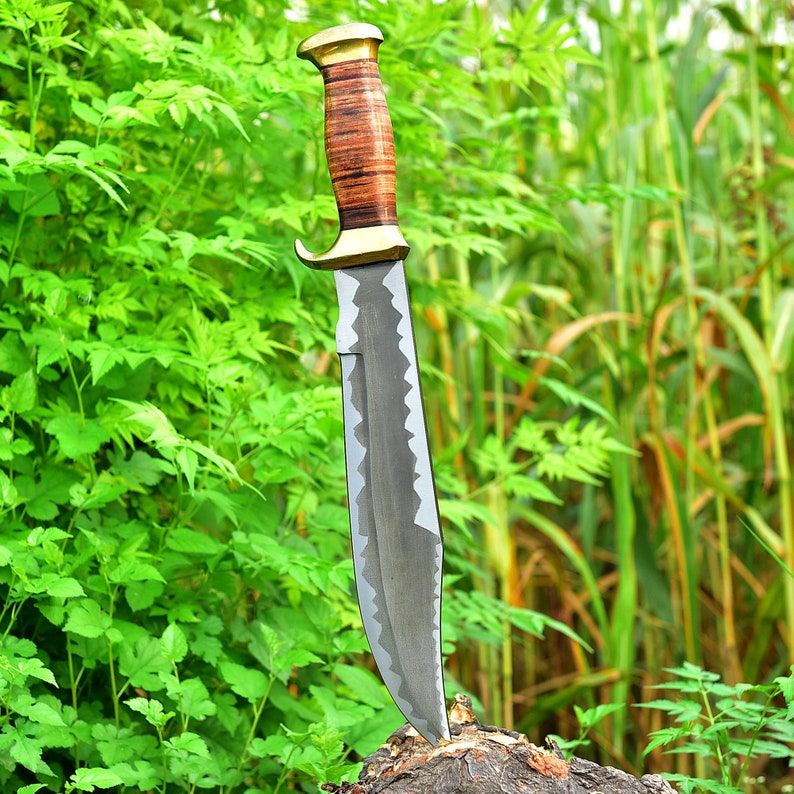 Custom Handmade Stainless SteelHunting Bowie Knife With Leather Sheath