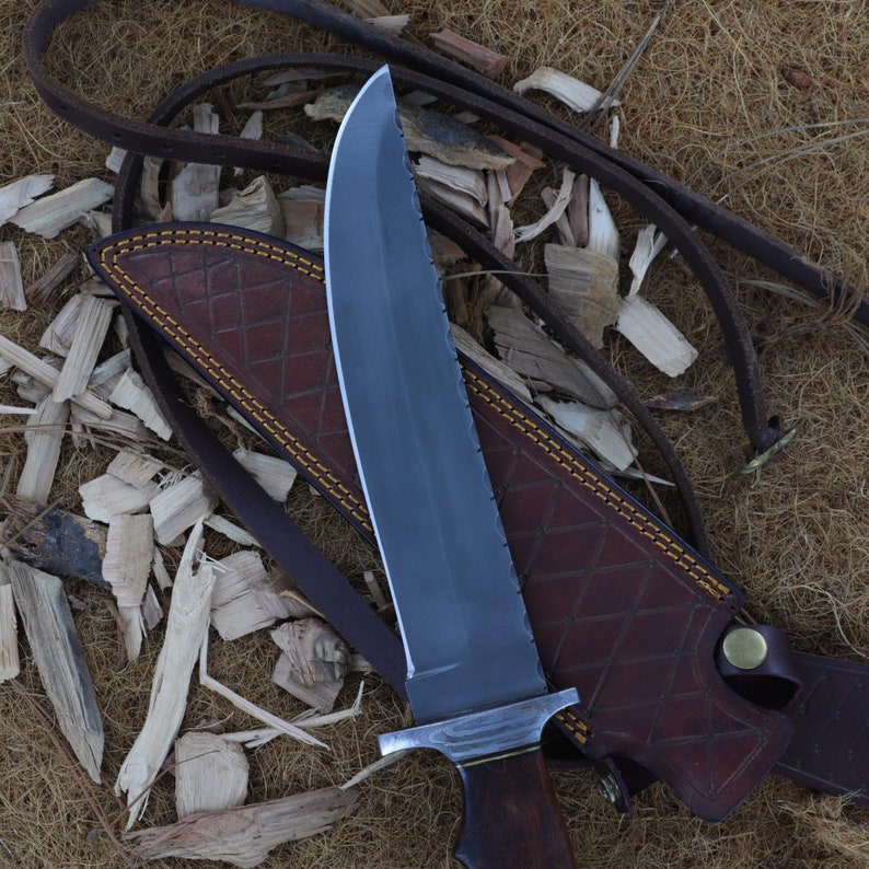 Hand Forged Hunting Knife | Universal Grip w/ Damascus Hilt Camping Hiking Fishing Outdoor Medium to Large Game J2 Blade