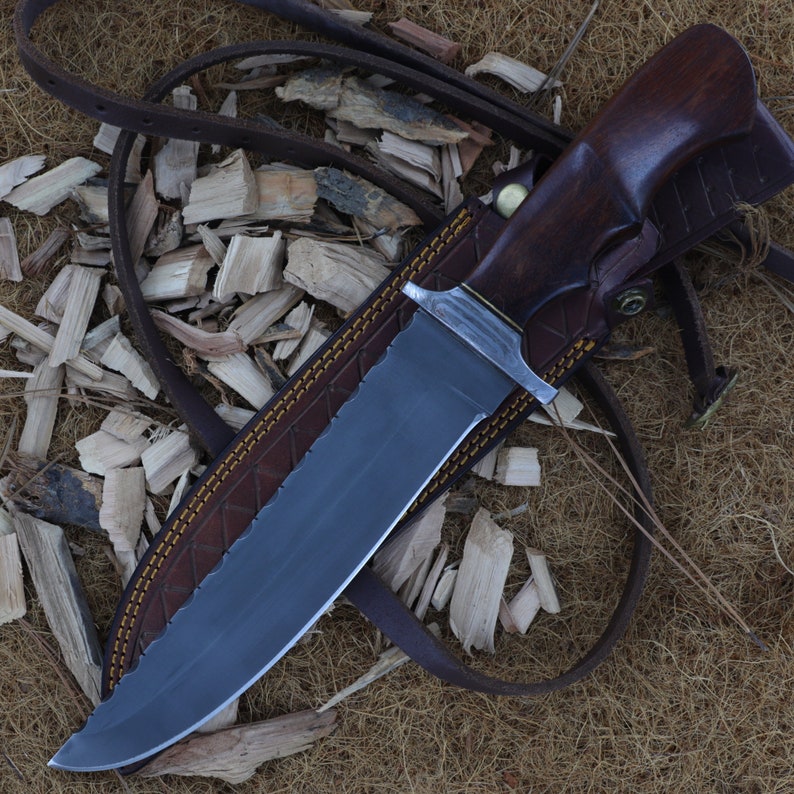 Hand Forged Hunting Knife | Universal Grip w/ Damascus Hilt Camping Hiking Fishing Outdoor Medium to Large Game J2 Blade