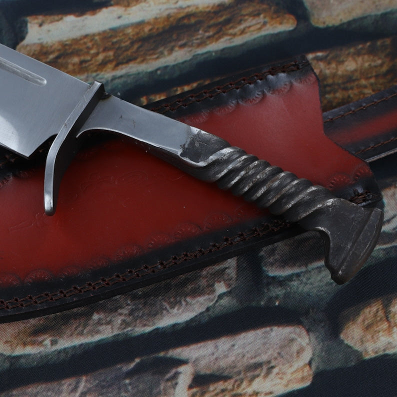 Full Tang Clip Point Hand Forged Bowie Rambo Knife Twisted Handle Hunting Fishing Camping Hiking